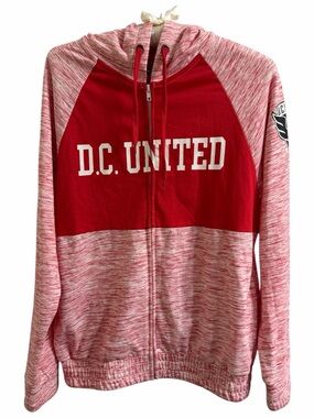 ~D.C. UNITED New Era Red MLS Logo Hoodie. Medium. Measurements in Pictures